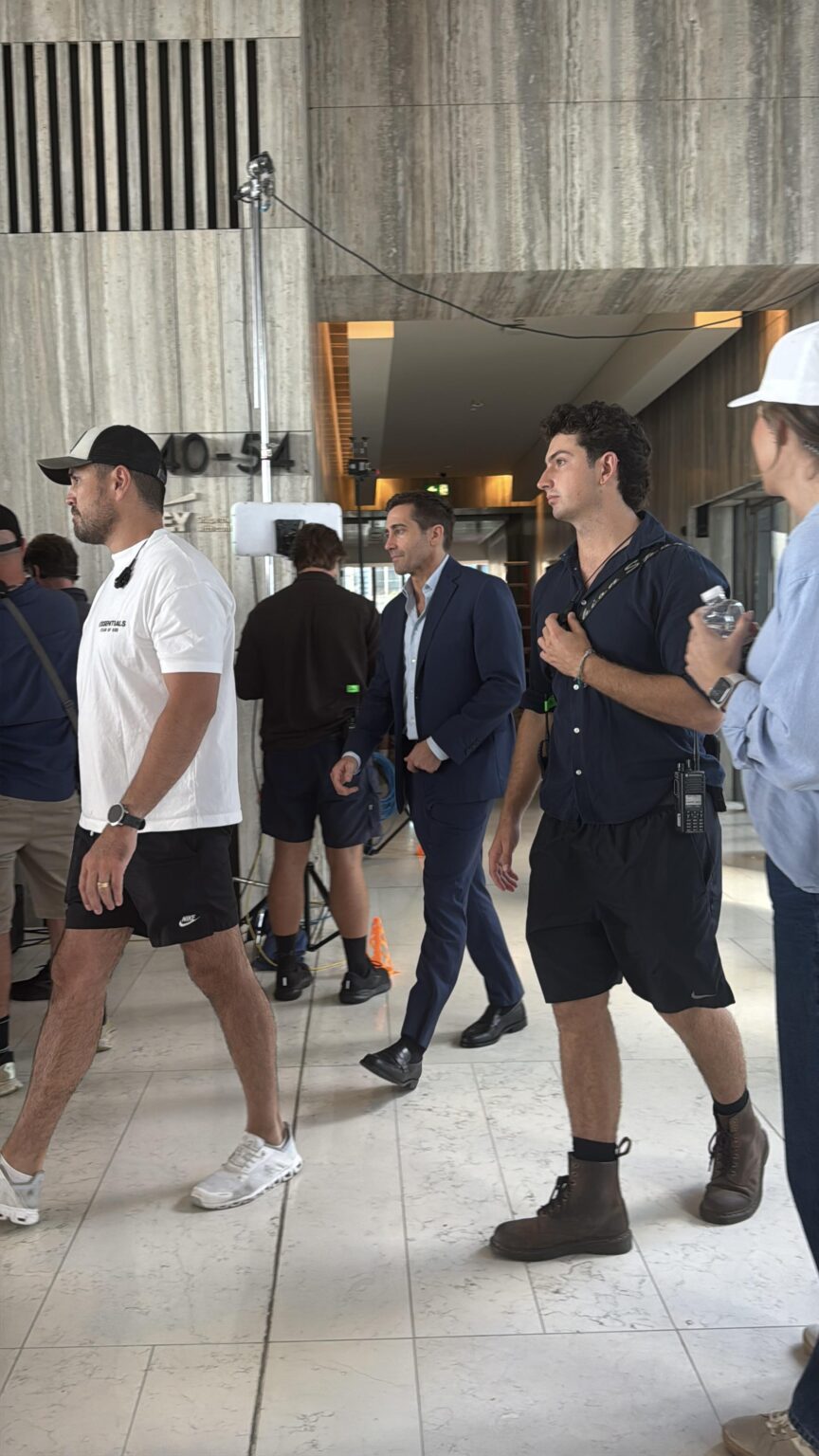 Jake Gyllenhaal spotted filming in 111 Eagle today