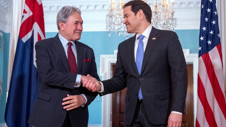 Foreign Minister Winston Peters, left, meeting Secretary of State Marco Rubio last year.