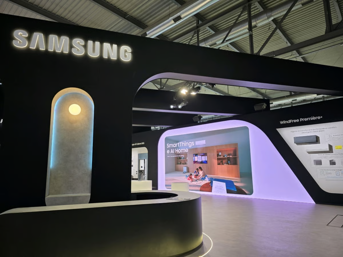 View of Samsung Electronics' exhibition space featuring HVAC and smart home products at MCE 2026, held in Milan in March. (Samsung Electronics)