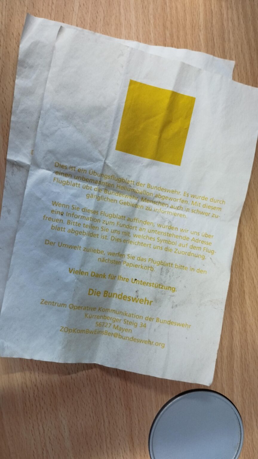 Mildly interesting: I found Bundeswehr leaflets in the forest