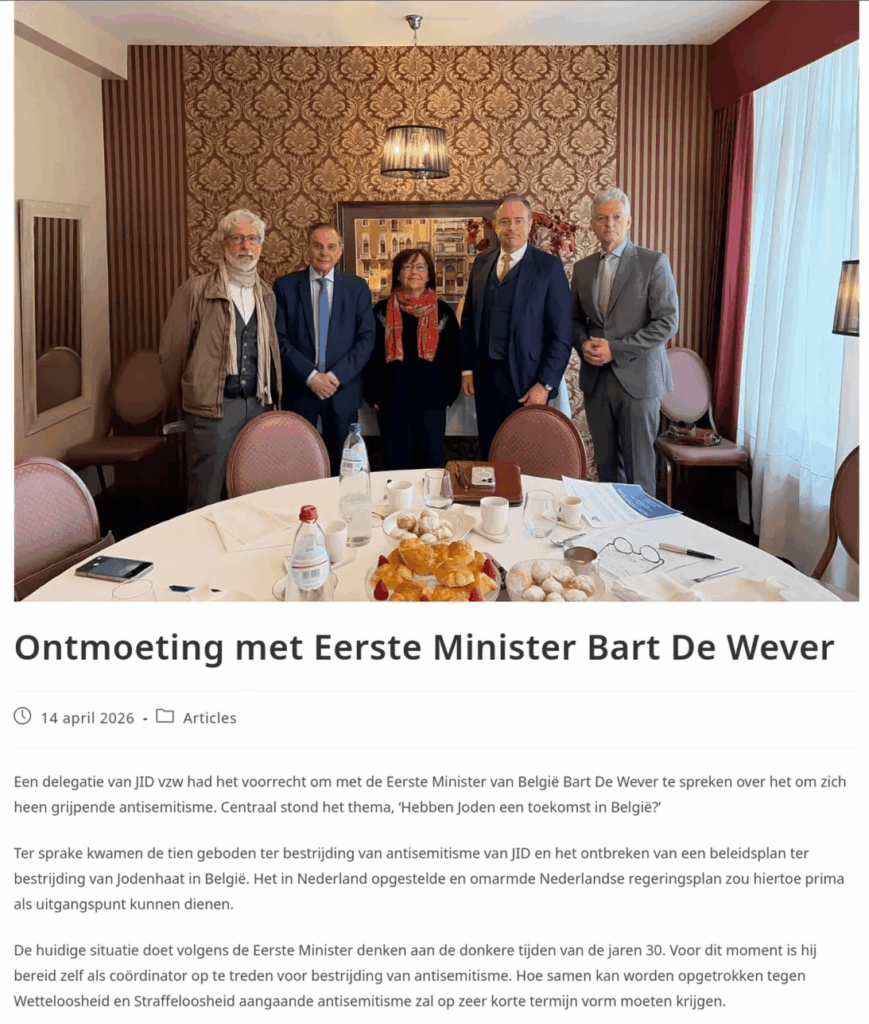 Prime Minister De Wever met with the Jewish Information and Documentation Center (JID) Prime Minister De Wever met with the Jewish Information and Documentation Center (JID)