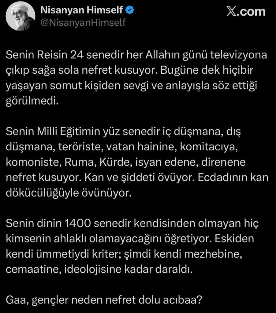 Nişanyan's Comment on the Kahramanmaraş Attack