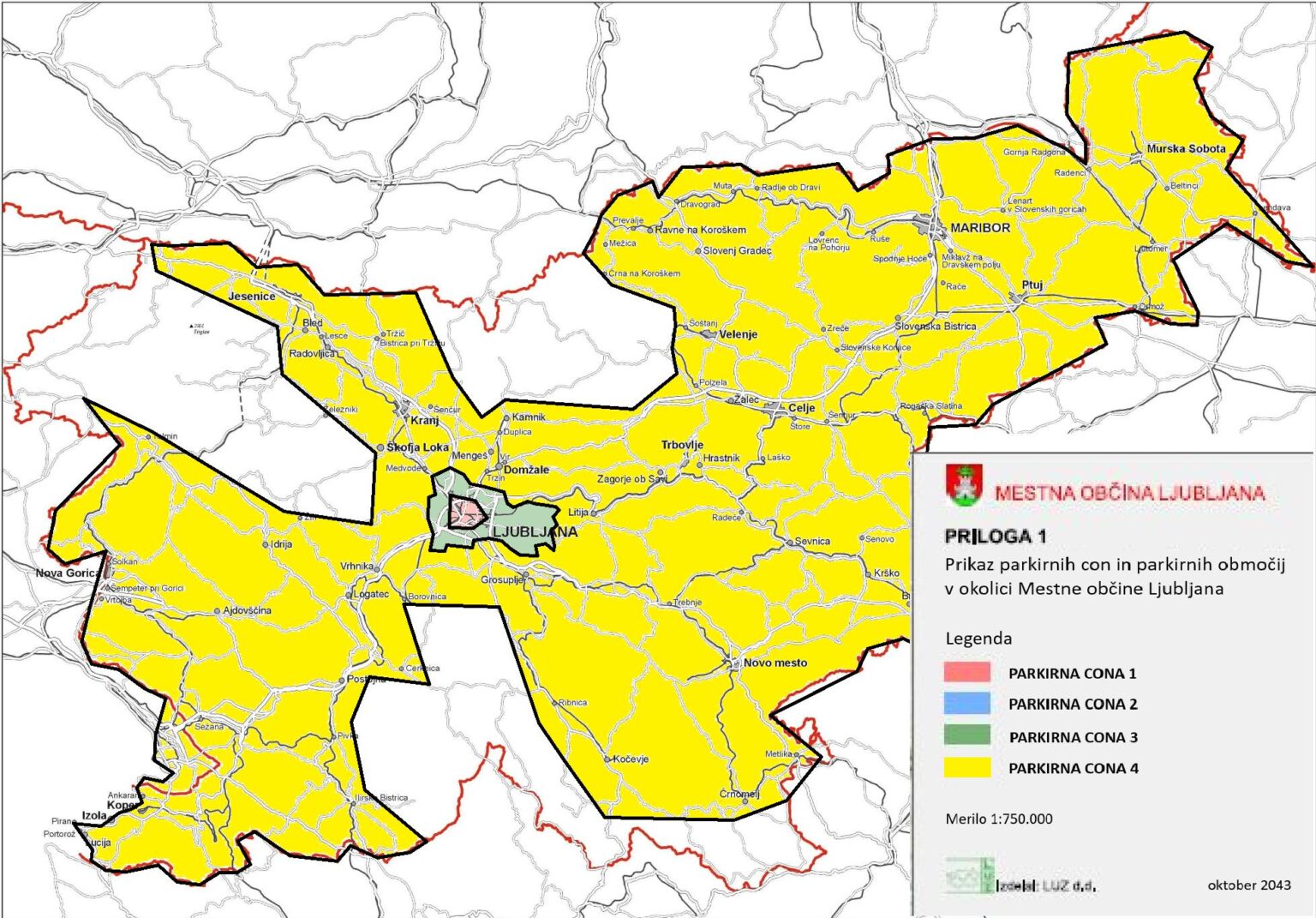 Ljubljana parking areas approximately 2043