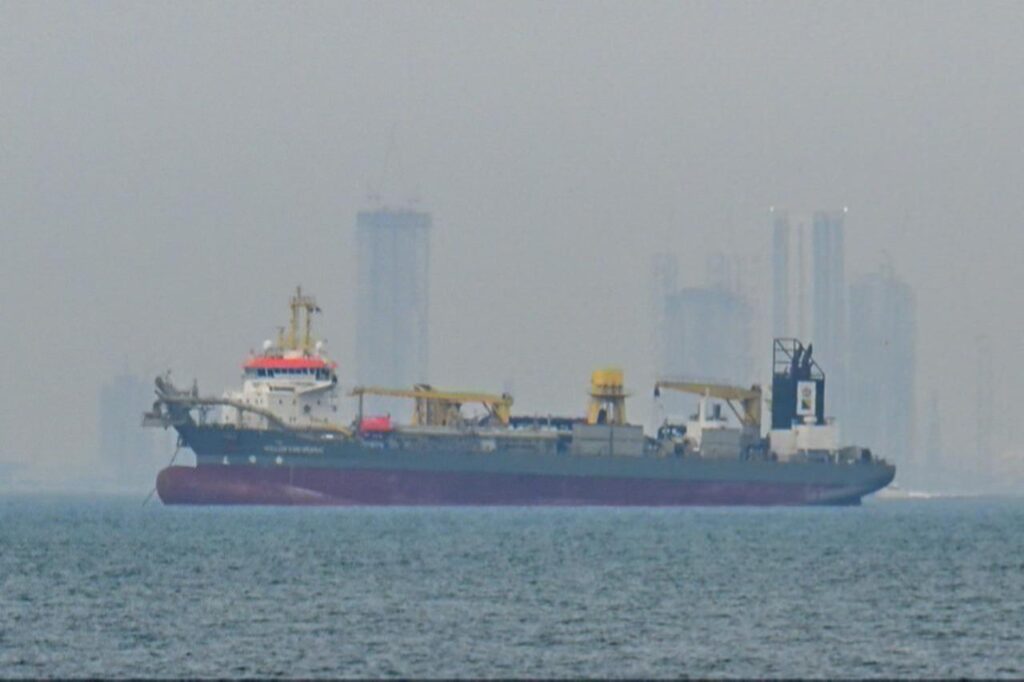 Commercial ships anchor off the coast of the United Arab Emirates due to navigation disruptions in the Strait of Hormuz, Dubai, on March 2, 2026. (AA Photo)