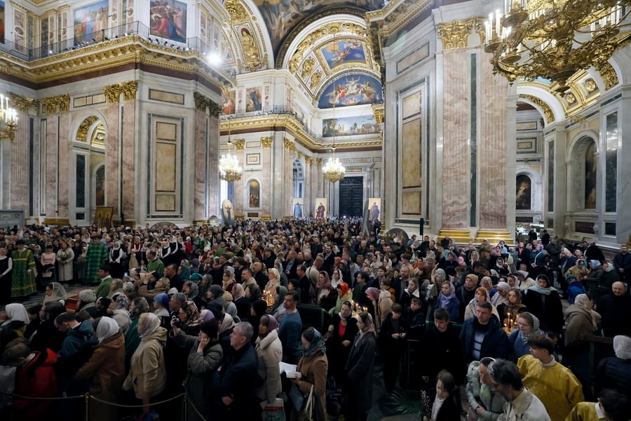Palm Sunday service in St Petersburg, Russia