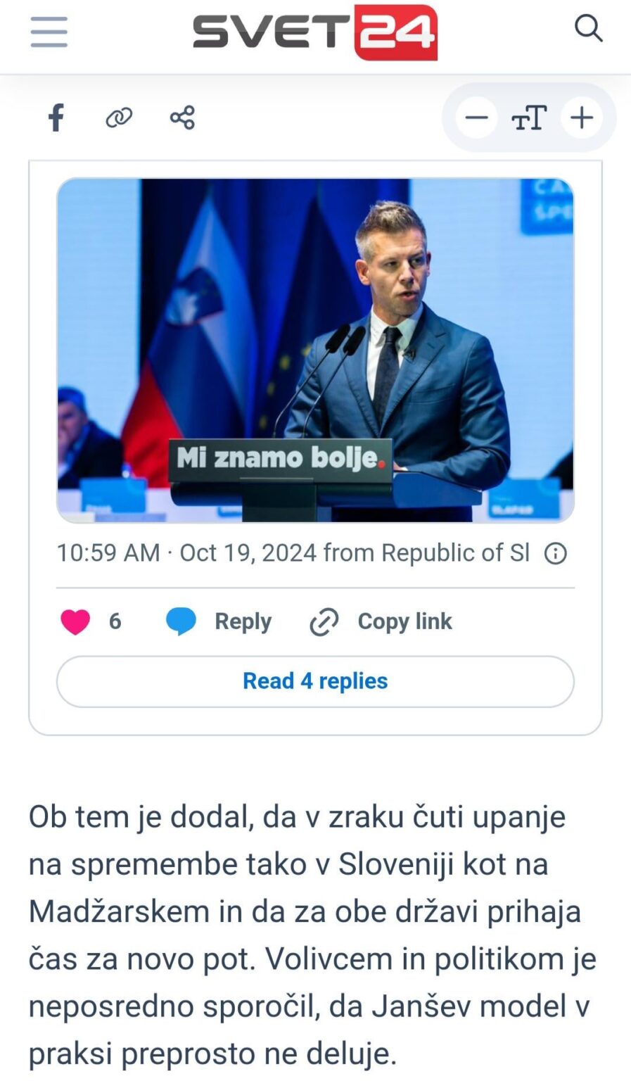 Peter Magyar (2024): Janš's model does not work in practice