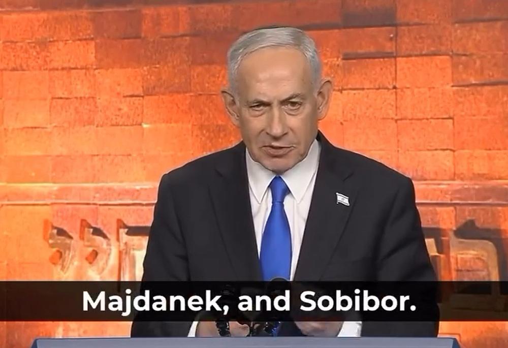 Why is Netanyahu using the suffering of Poland and its people during WWII as a justification for his war crimes?