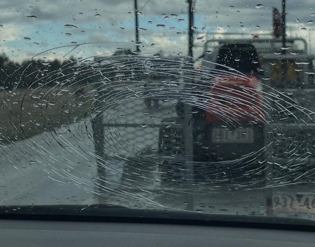 Windscreen smashed on the Monash