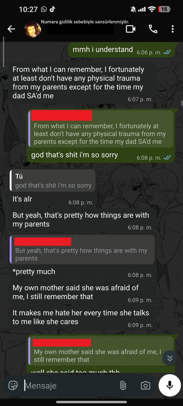 A person from the LGBT community with whom murderer İsa Aras Mersinli befriended shared some of his conversations with Mersinli. In the conversations, it was seen that Mersinli declared that he was abused by his own father.