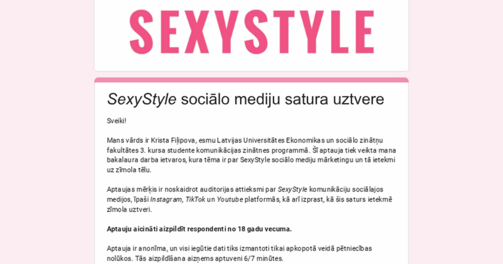 “SexyStyle” social media content "SexyStyle" social media content