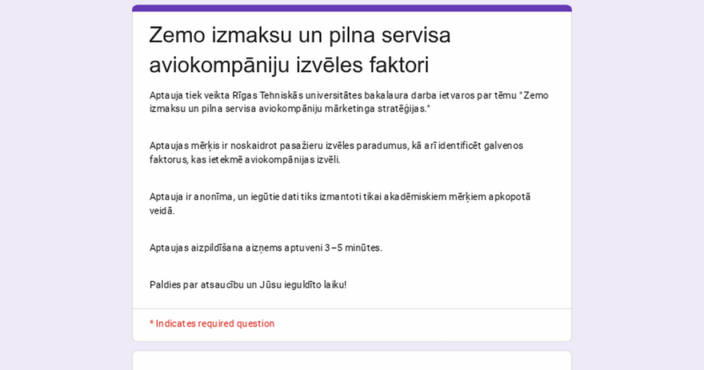 I invite you to participate in the survey on the factors of choosing low-cost and full-service airlines. I invite you to participate in the survey on the factors of choosing low-cost and full-service airlines.