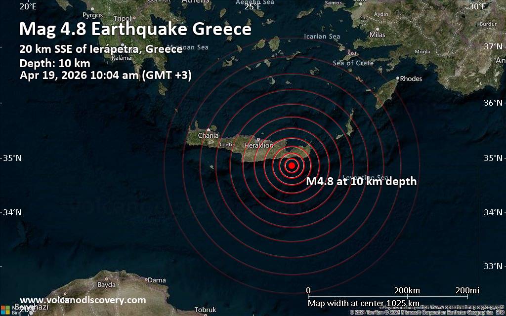 Moderate 4.8 Quake Hits Near Irakleion, Heraklion, Crete, Greece