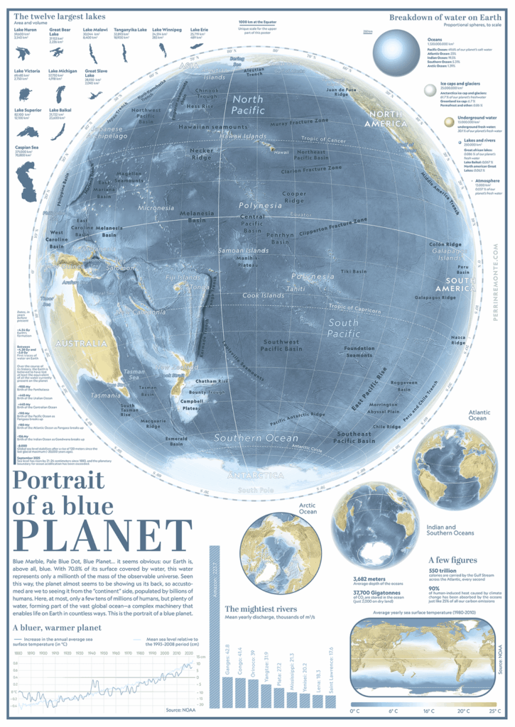I spent a few days making that map, hope you like it – "Portrait of a blue planet" [OC]