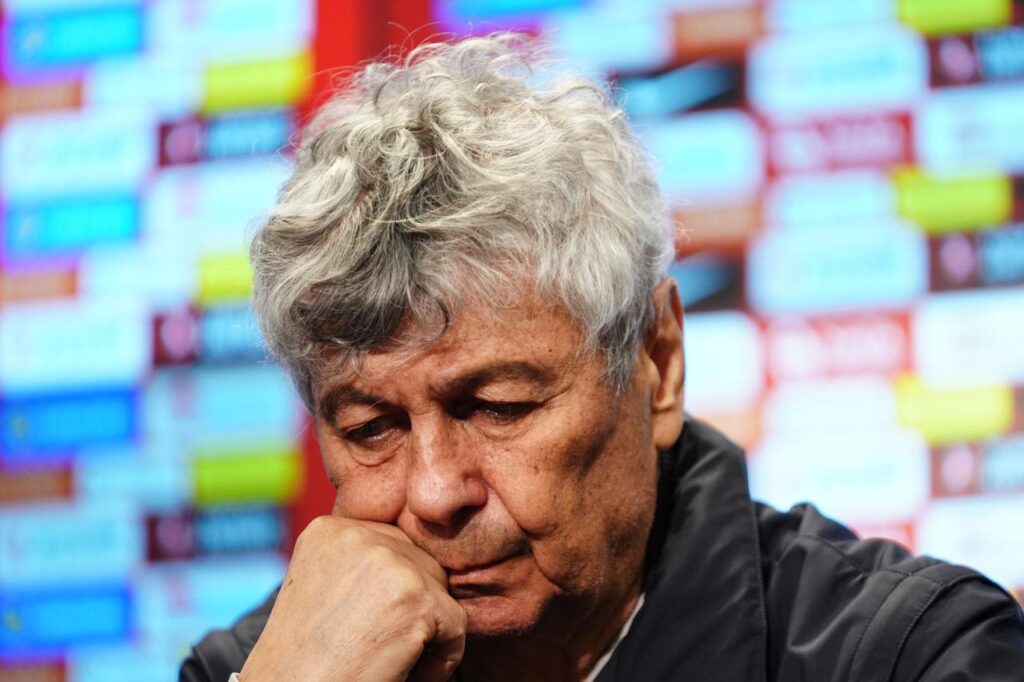 Head coach Mircea Lucescu of Romania speaks during the press conference following the 2026 FIFA World Cup European Qualifiers play-off semifinal match between Türkiye and Romania at Tupras Stadium in Istanbul, Türkiye, March 26, 2026. (AA Photo)