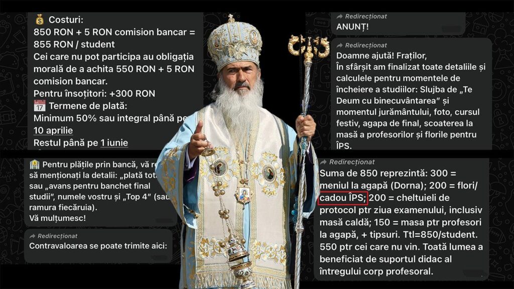 Mandatory gift for ÎPS Teodosie: 200 lei per student, at the graduation ceremony at the Faculty of Theology