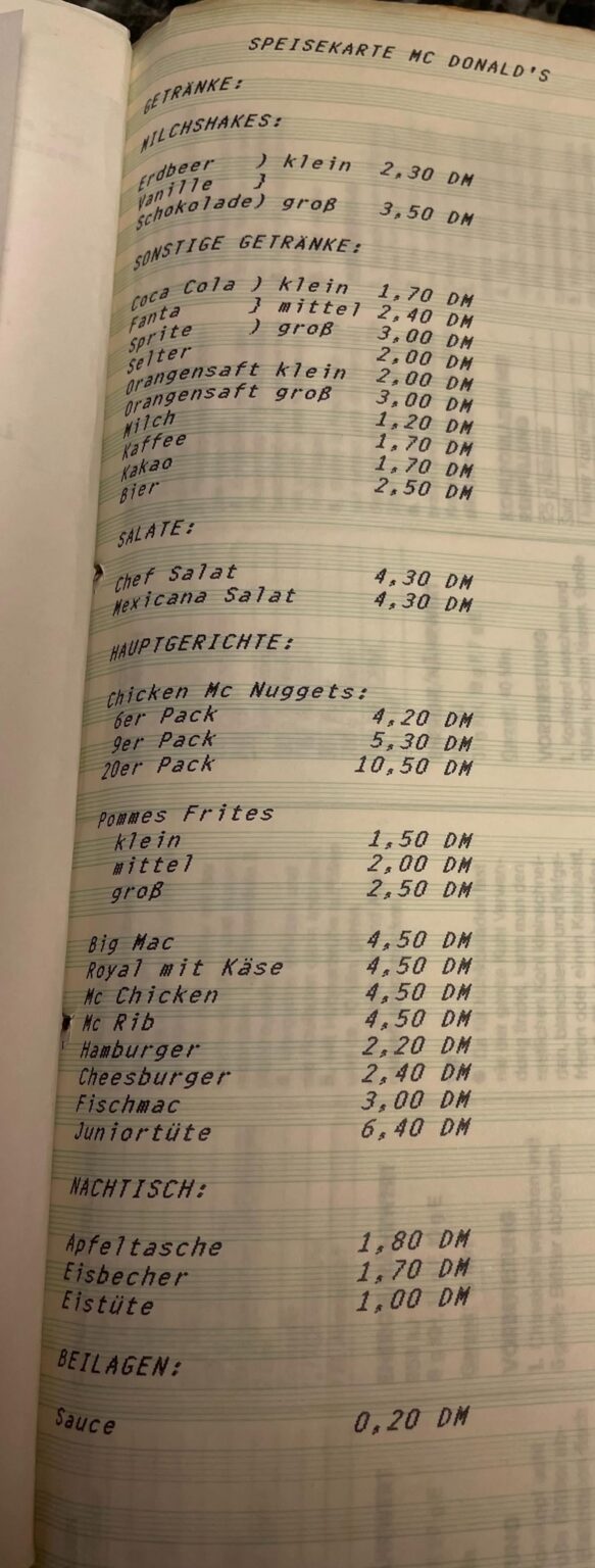 Mildly Interesting: McDonald's Prices 1992/93