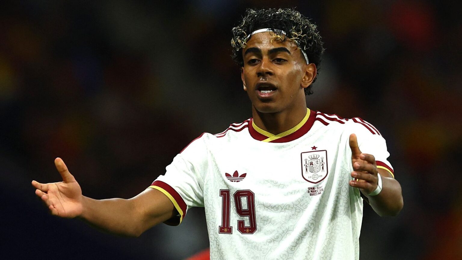 Lamine Yamal playing for Spain on Tuesday evening. Pic: Reuters