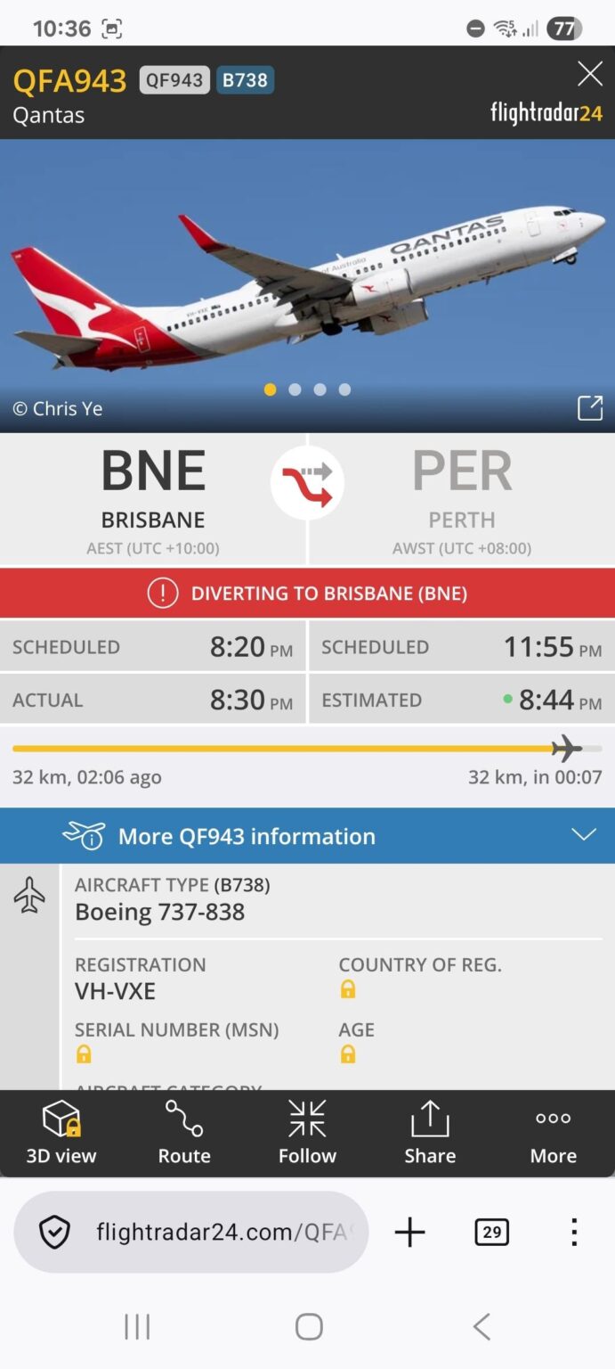 QANTAS Flight to Perth Emergency?