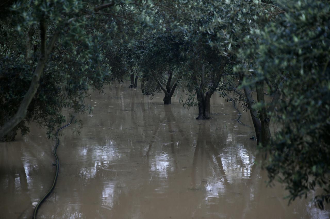 Agricultural lands and citrus orchards were flooded as heavy rainfall continued overnight in Fethiye, disrupting daily life as downpours that began yesterday continued overnight in Mugla, Türkiye, April 4, 2026. (AA Photo)