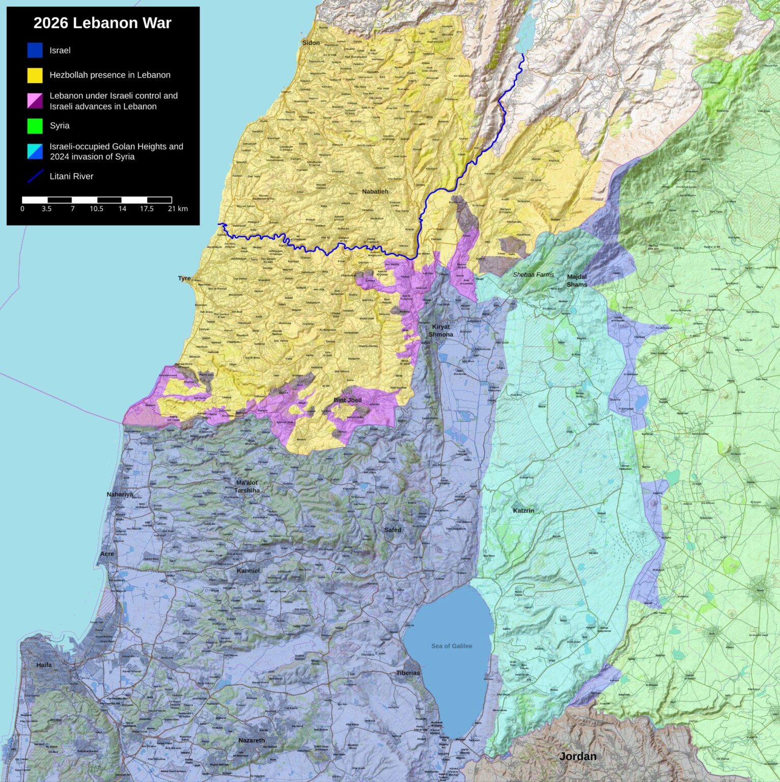 Israeli invasion of lebanon 2026 map