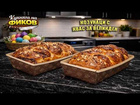 Kozunak on threads with kvass for Easter