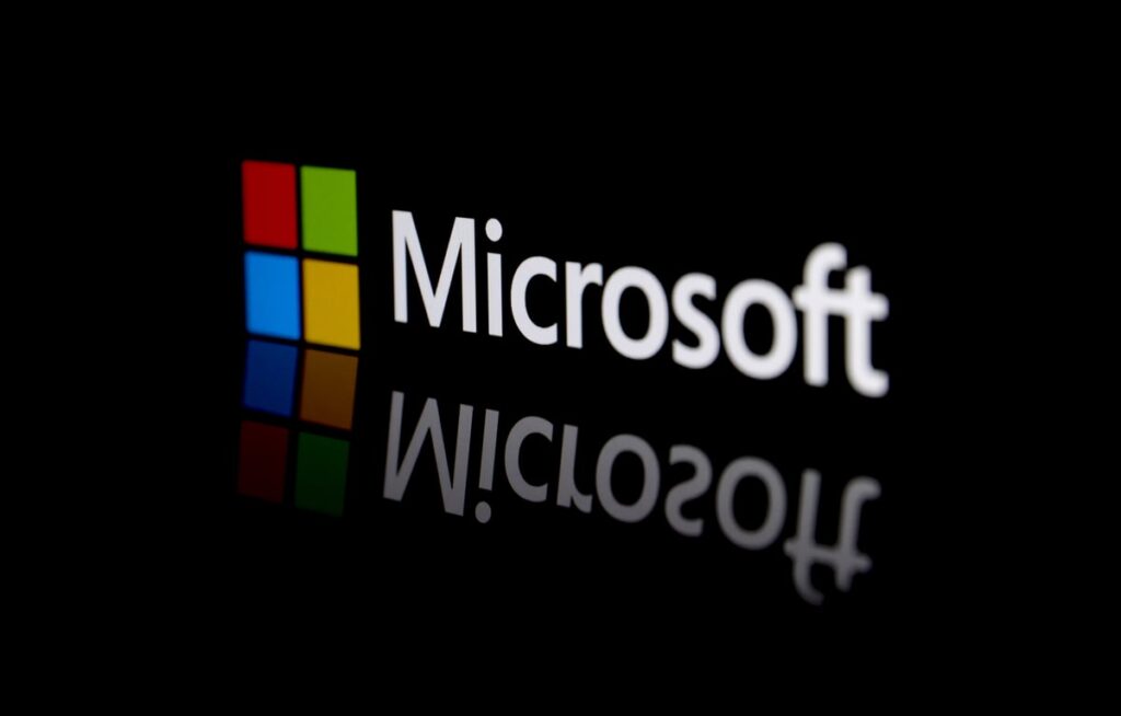 The Microsoft logo appears against a black background.