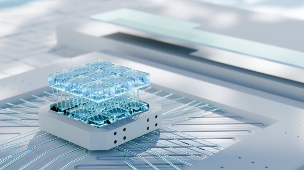 Dynamic image of a computer chip.