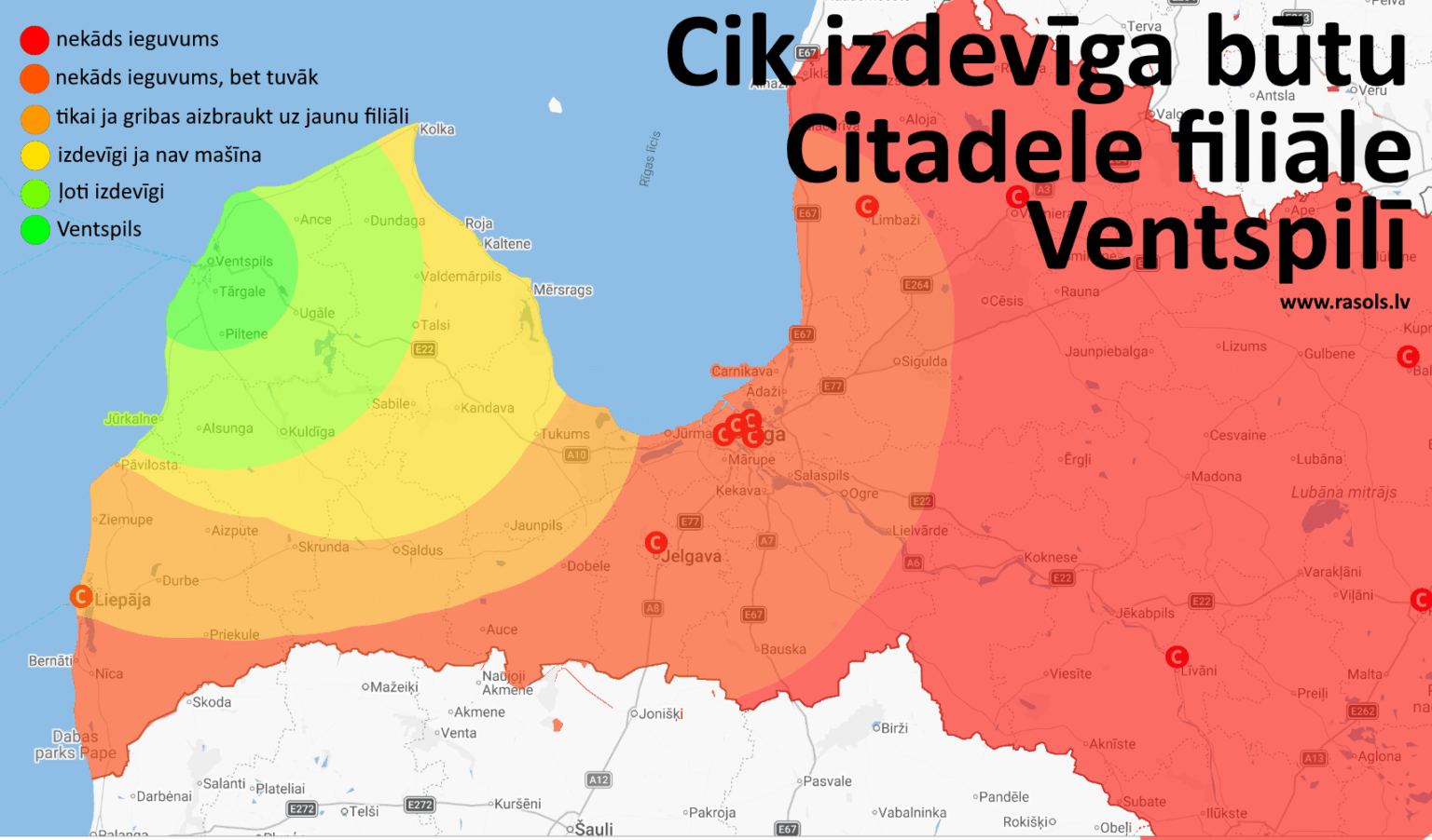 Map - How profitable it would be for you to open a Citadele branch in Ventspils