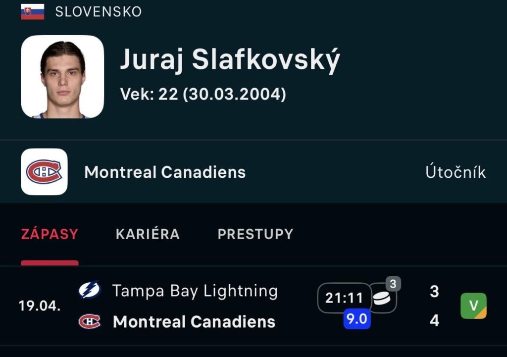 Congratulations to Juraj for his hat trick against Tamba Bay Lightning, canadiens secured the win with his hat trick❤️🏒