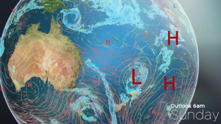 Forecasted position of the system approaching northern NZ on Sunday morning.