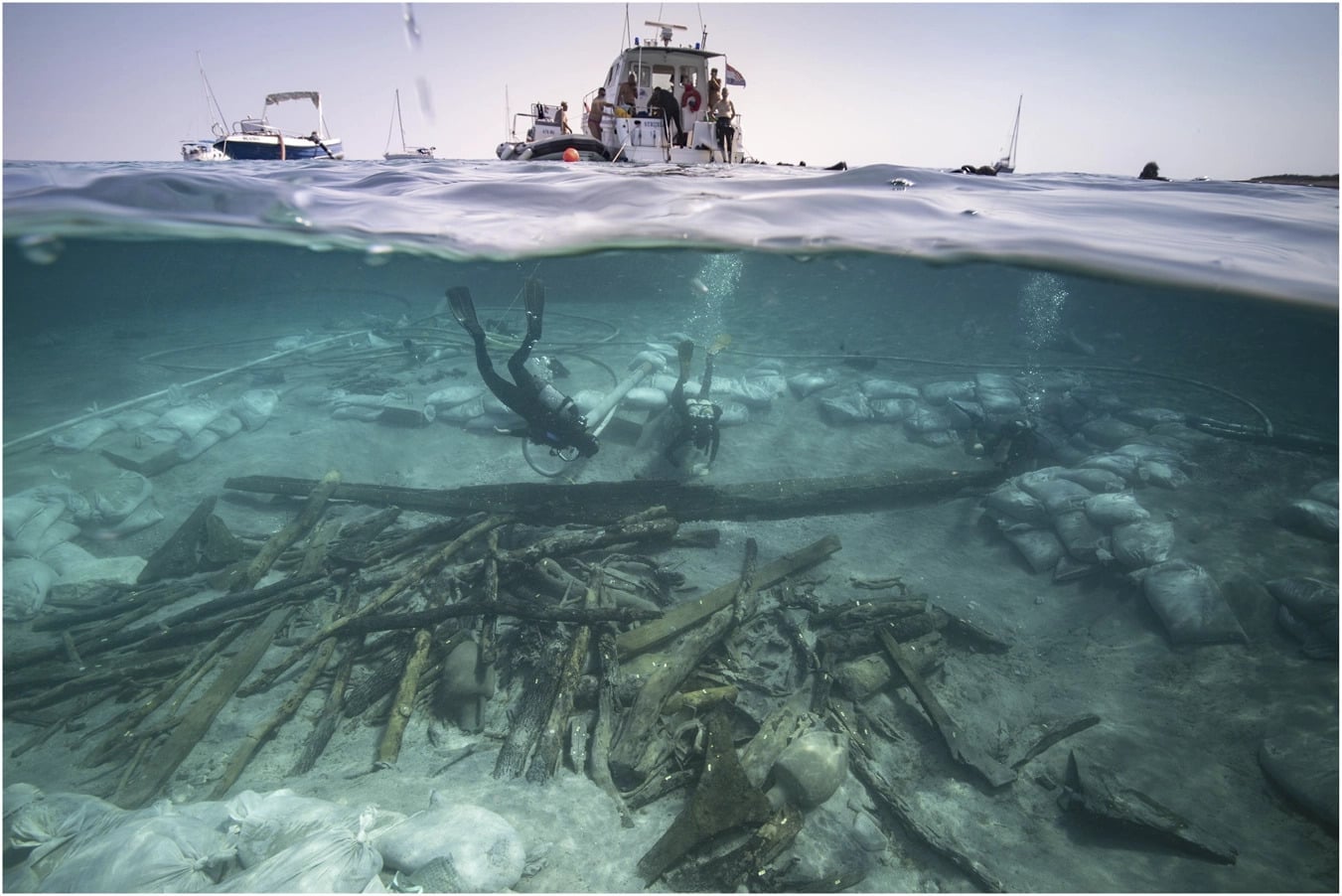 View of the excavation of the bow area of the Ilovik-Paržine 1 shipwreck