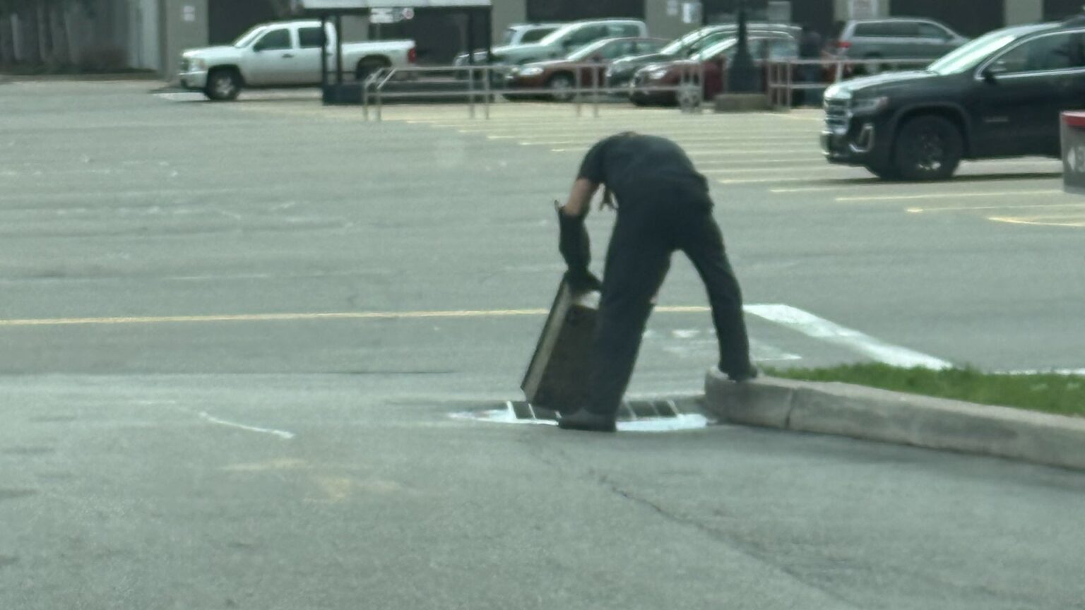 Burger King employee caught in photos pouring gallons of grease into Greece storm sewer that runs into creek