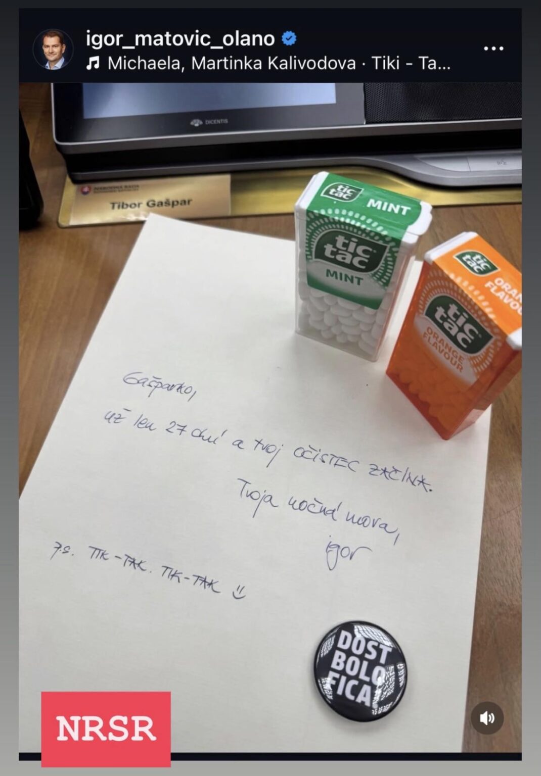 Matovič's message to Gašpar in the NRSR.