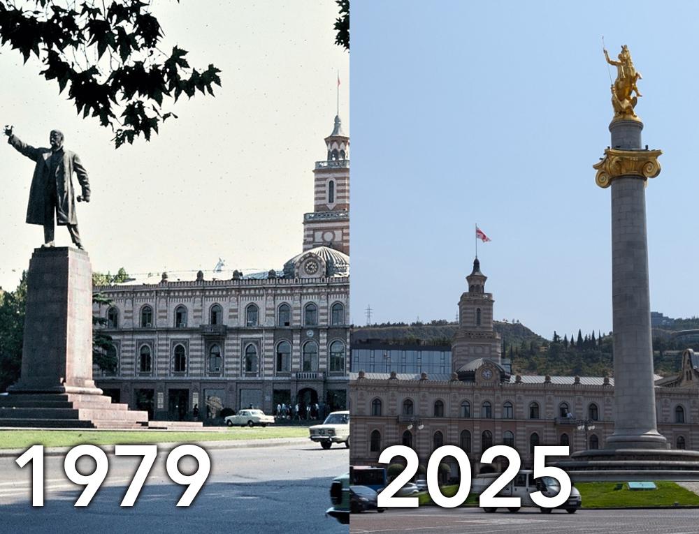 Tbilisi, then Lenin square, now Freedom square with St. George and the dragon statue