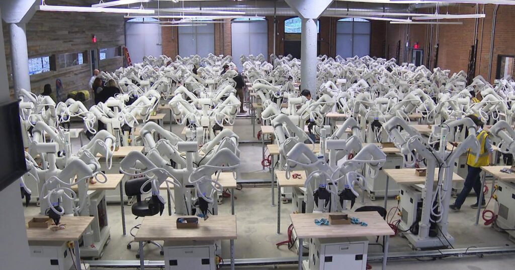 AI robots are learning to do simple human tasks at a factory in Massachusetts AI robots are learning to do simple human tasks at a factory in Massachusetts