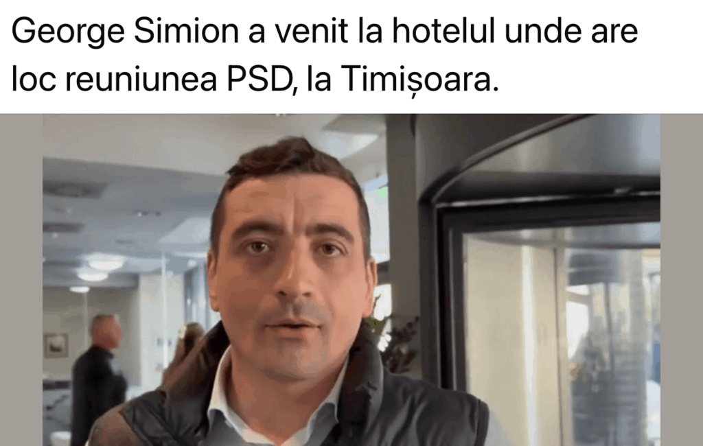 George Simion came to the hotel where the PSD meeting is taking place, in Timisoara