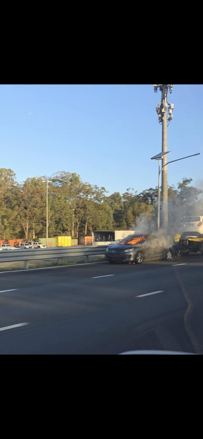 Car on fire on the M2