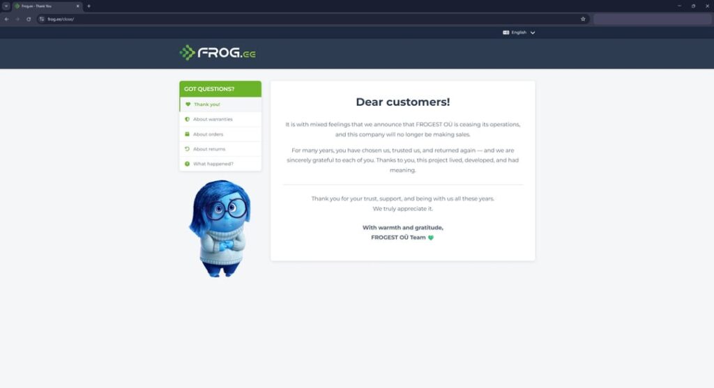 Frog is no longer selling – that’s it. Frog is no longer selling - that's it.