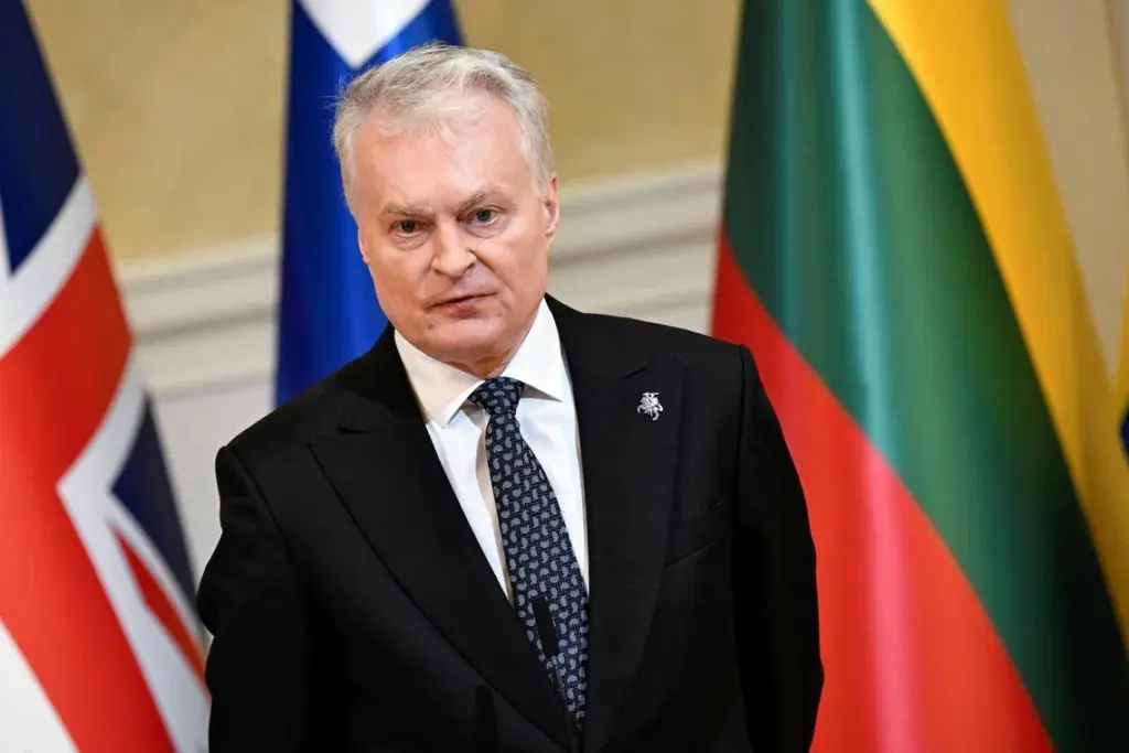 Lithuania should join US coalition in Strait of Hormuz, president says Lithuanian President Gitanas Nauseda gives doorstep comments at the Joint Expeditionary Force JEF Leaders' Summit in Helsinki, Finland March 26, 2026. The topics on the agenda include support from the JEF countries to Ukraine and the overall security situation in Europe. Lehtikuva/Emmi Korhonen via REUTERS ATTENTION EDITORS - THIS IMAGE WAS PROVIDED BY A THIRD PARTY. NO THIRD PARTY SALES. NOT FOR USE BY REUTERS THIRD PARTY DISTRIBUTORS. FINLAND OUT. NO COMMERCIAL OR EDITORIAL SALES IN FINLAND.
