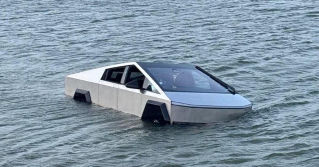 Driver intentionally drove Cybertruck into lake to use vehicle’s ‘Wade Mode,’ police say