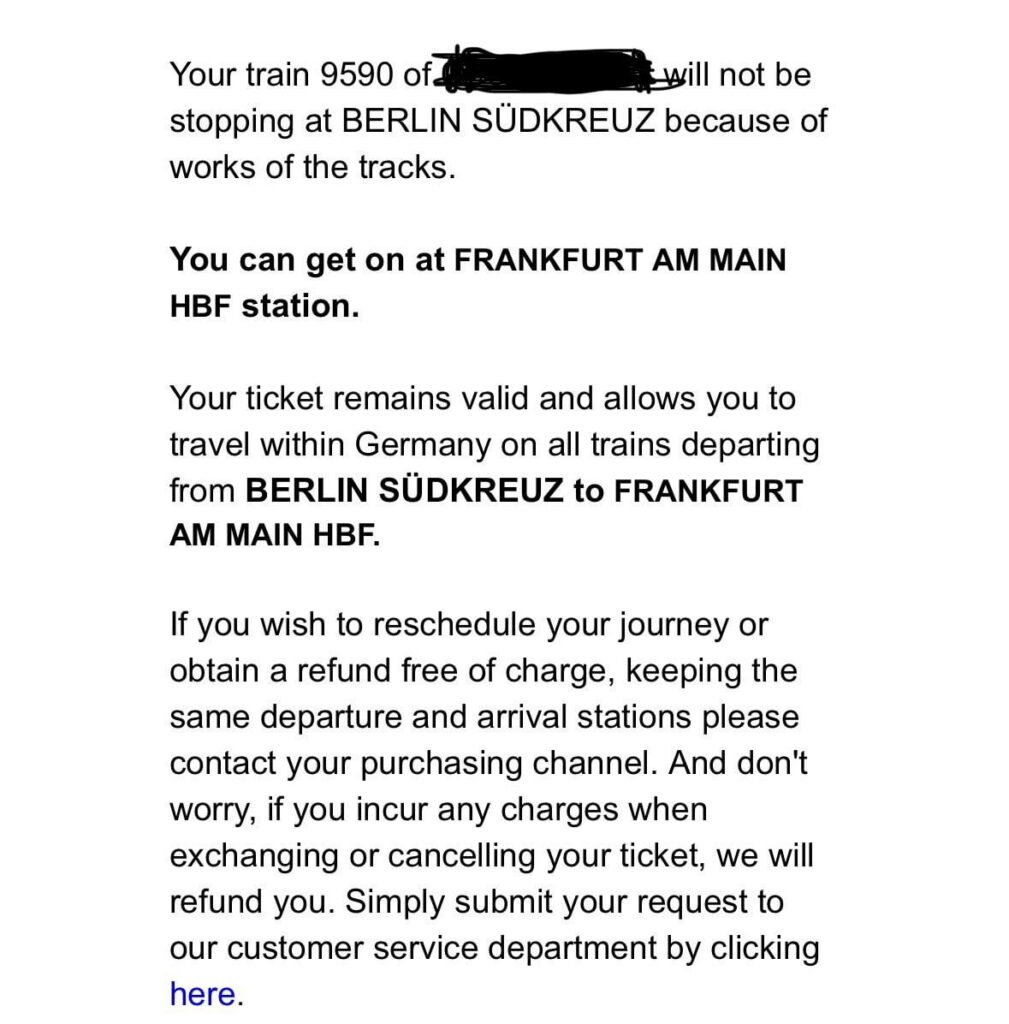 DB timetable change