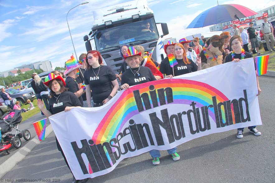 A pride parade in Reykjavik. A pride parade in Reykjavik.