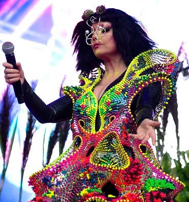 Björk performing at the Eden Project. Björk performing at the Eden Project.