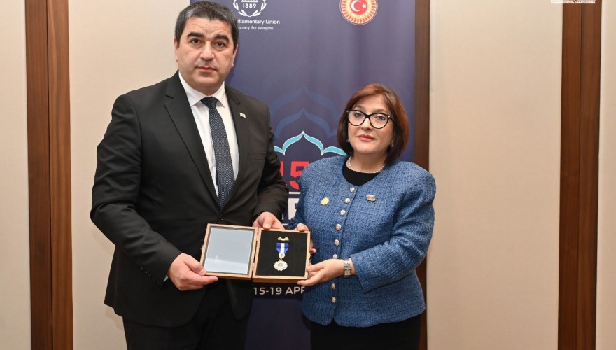Shalva Papuashvili Awarded the Honorary Medal of the Parliament of Georgia to the Chairperson of the Milli Majlis of the Republic of Azerbaijan, Sahiba Gafarova Shalva Papuashvili Awarded the Honorary Medal of the Parliament of Georgia to the Chairperson of the Milli Majlis of the Republic of Azerbaijan, Sahiba Gafarova