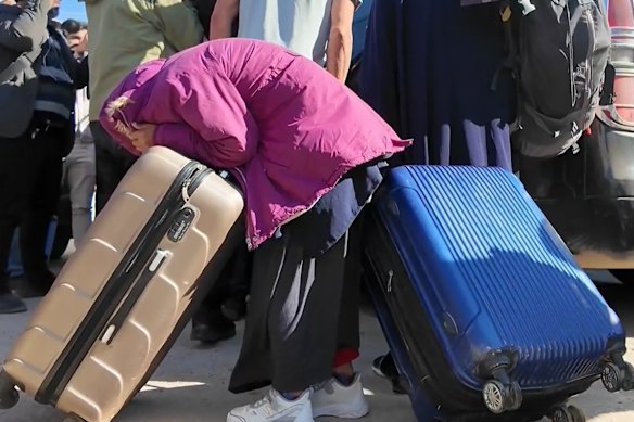 An Australian child pictured in February during an earlier, unsuccessful, attempt to return to Australia.
