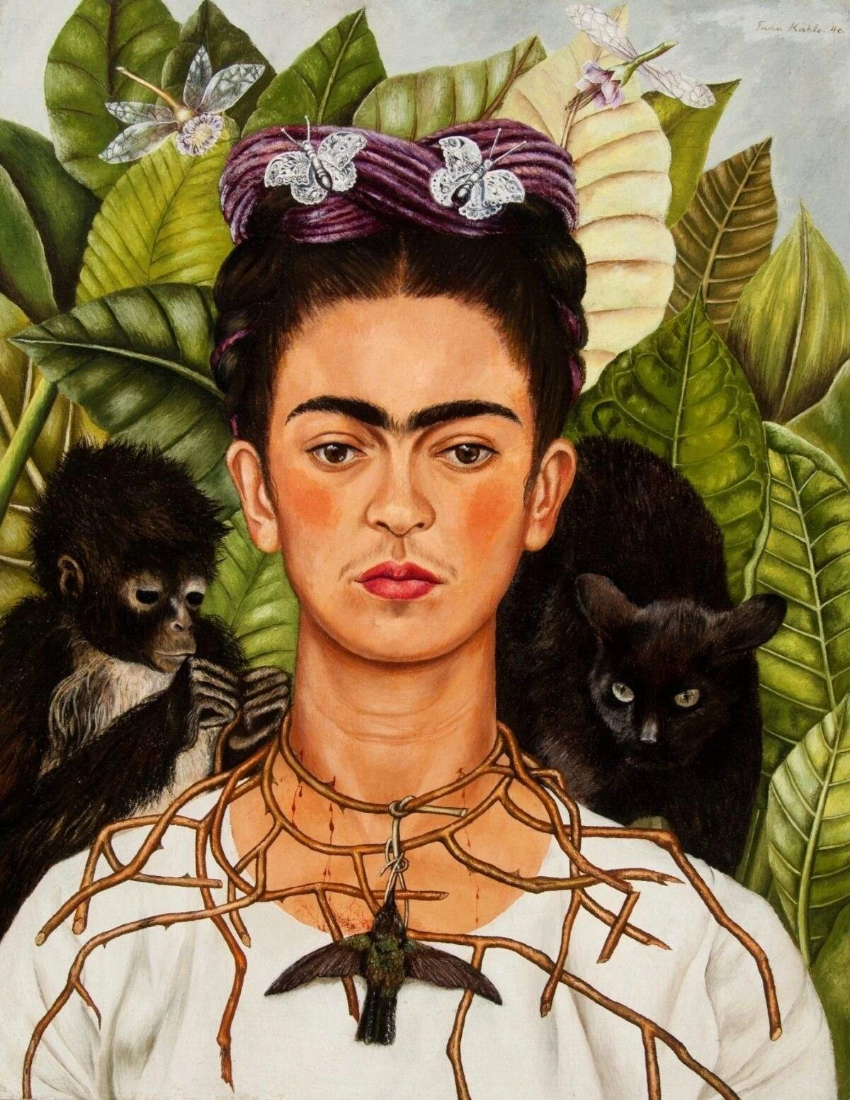 Frida Kahlo, Untitled [Self-portrait with thorn necklace and hummingbird]