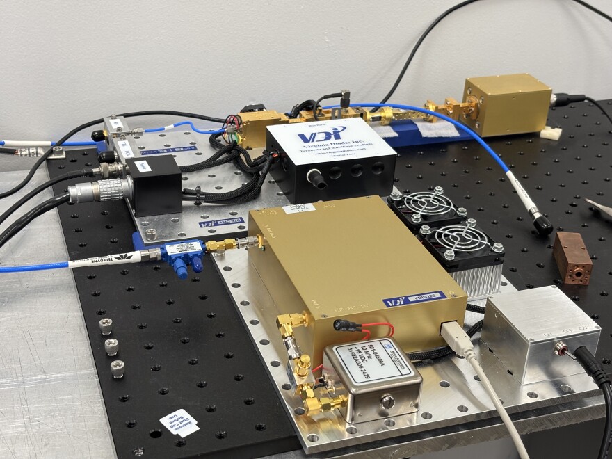 A microwave device part of the spin-polarized fusion project at Jefferson Lab on May 13, 2026.