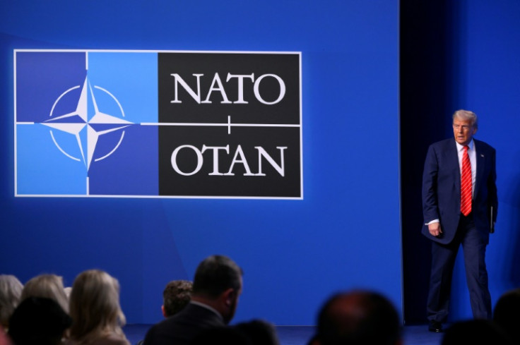 US President Donald Trump arrives for a press conference during a North Atlantic Treaty Organization (NATO) Heads of State and Government summit in The Hague on June 25, 2025
