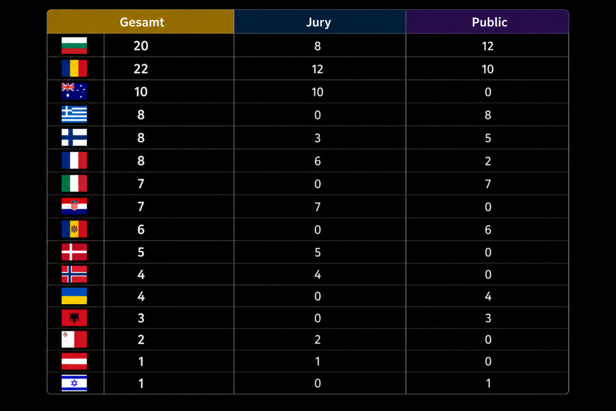 Votes from Luxembourg for the voting in the ESC final.