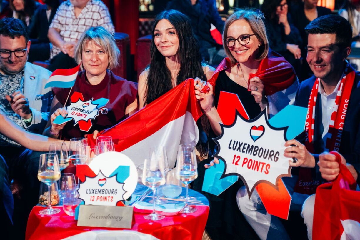 The Luxembourg delegation during the semi-final.